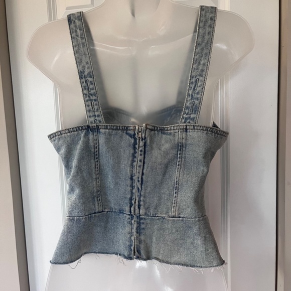 Blank NYC denim corset top with adjustable straps and laces, XS, EUC - Picture 2 of 8